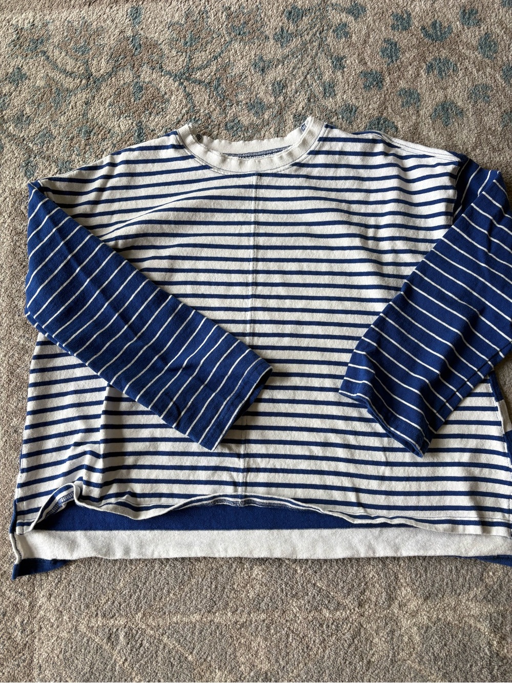 Madewell White and Blue Striped Long Sleeve